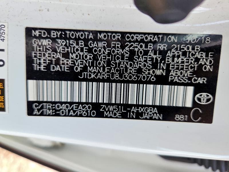 2018 TOYOTA PRIUS FOUR 12