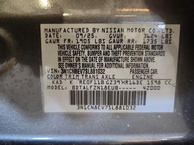 2025 NISSAN VERSA SV 12