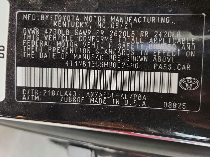 2021 TOYOTA AVALON LIMITED 12