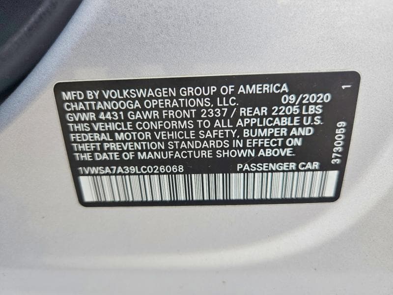 2020 VOLKSWAGEN PASSAT SE 13