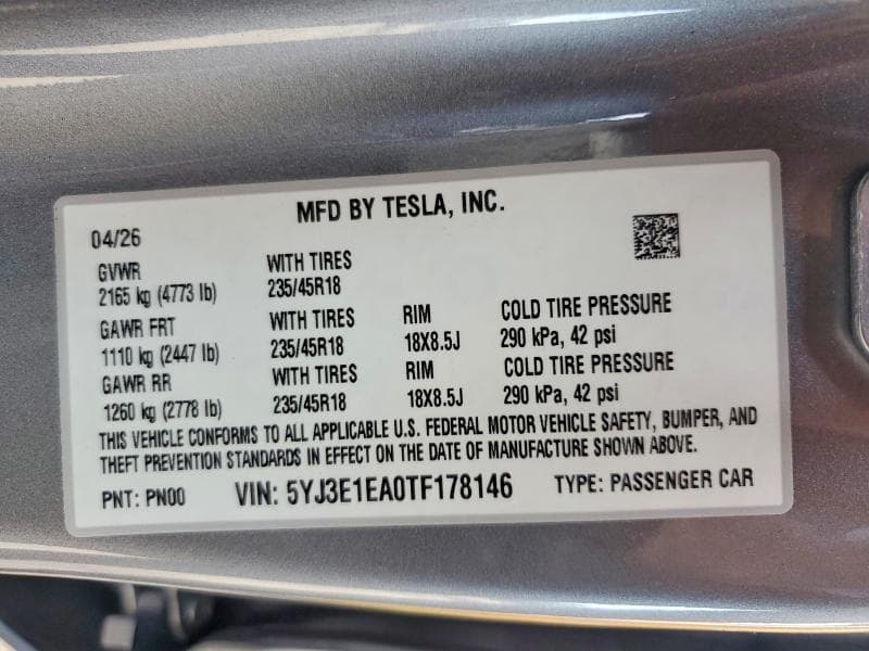 2026 TESLA MODEL 3 12