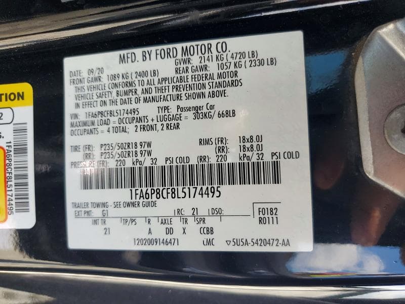 2020 FORD MUSTANG GT 12