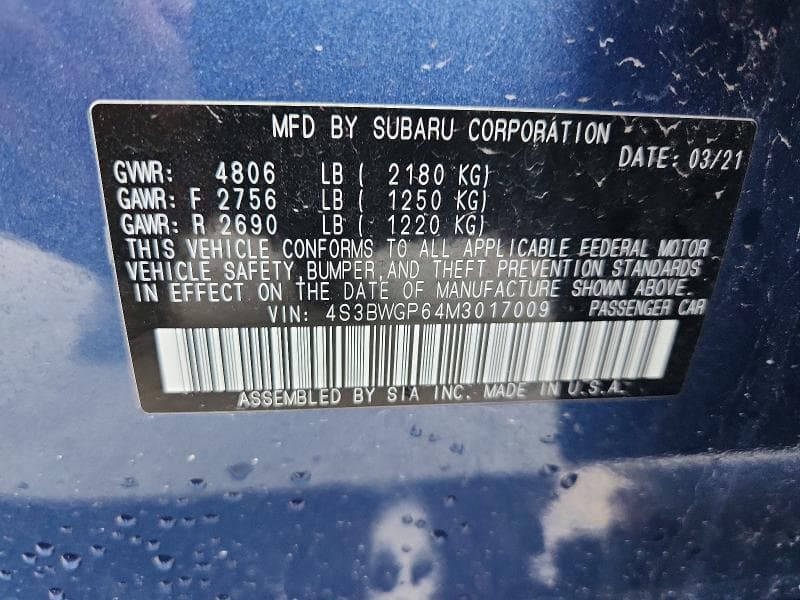 2021 SUBARU LEGACY TOURING XT 13