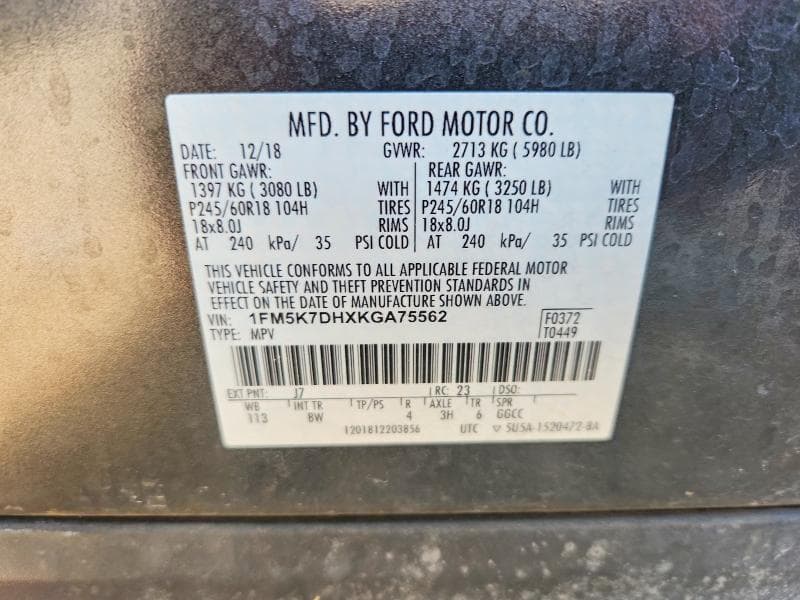2019 FORD EXPLORER XLT 14