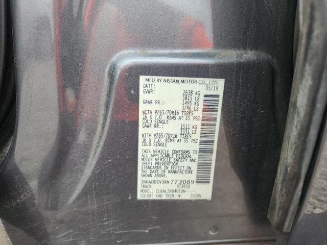 2019 NISSAN FRONTIER SV 12