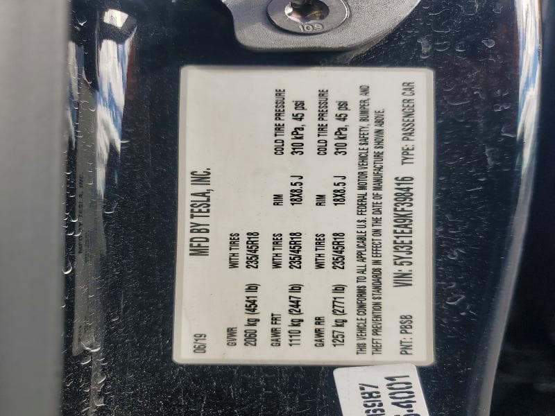 2019 TESLA MODEL 3 12