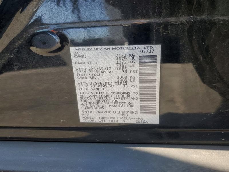 2017 NISSAN ROGUE SV 14
