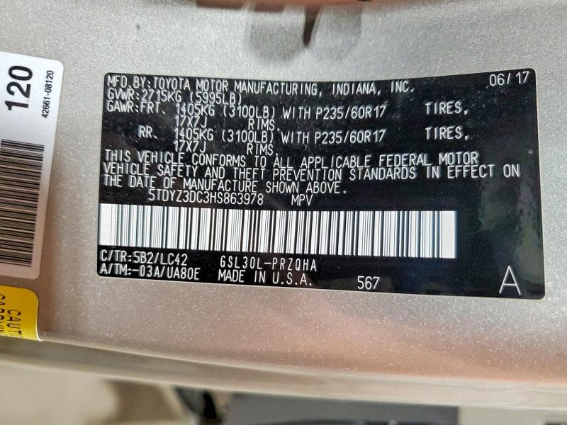2017 TOYOTA SIENNA XLE 8-PASSENGER 14