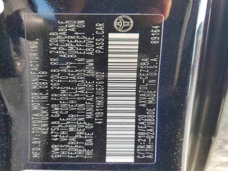 2018 TOYOTA CAMRY SE 13