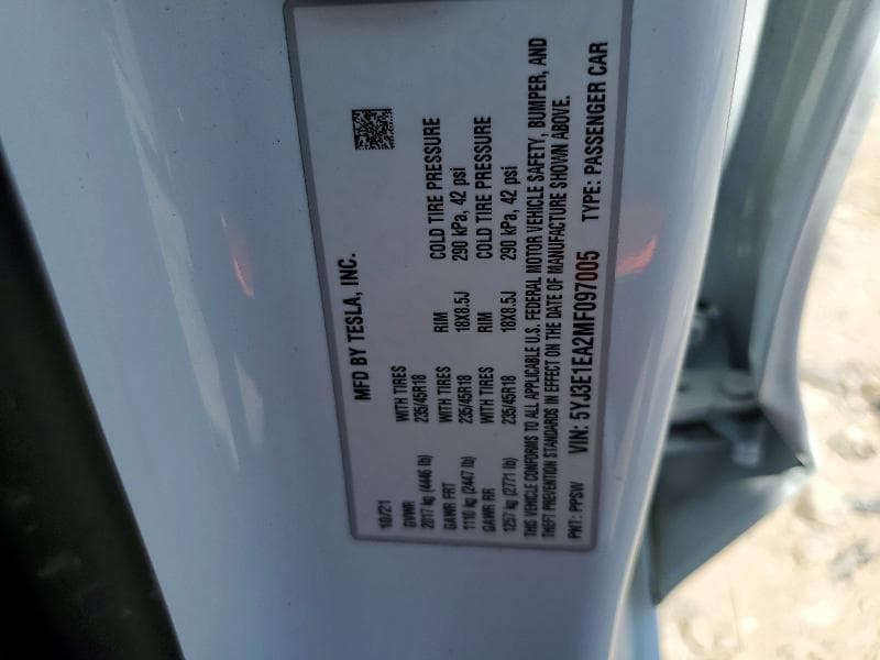 2021 TESLA MODEL 3 13
