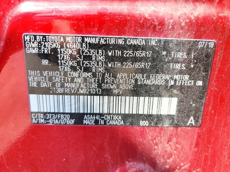 2018 TOYOTA RAV4 LE 13