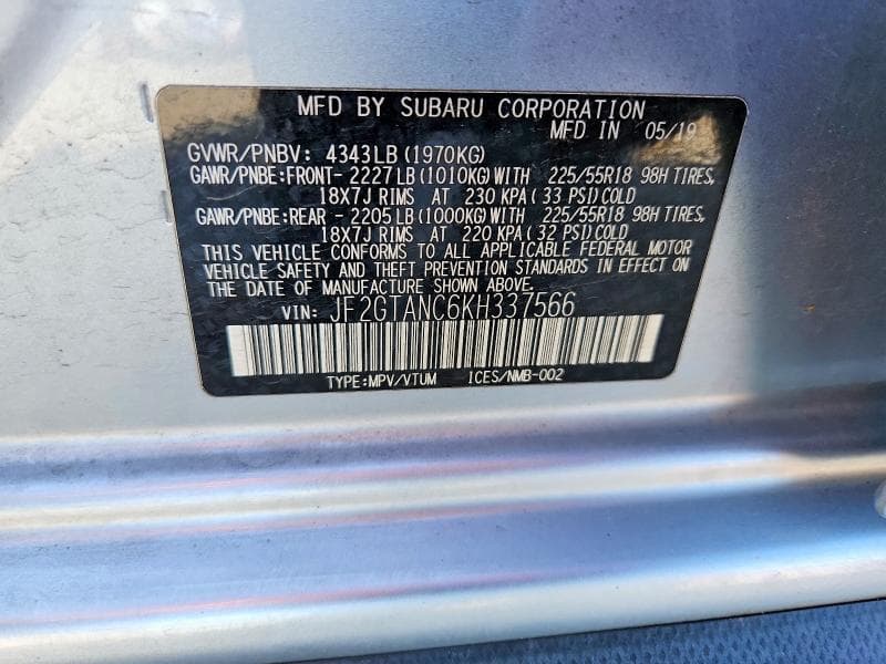 2019 SUBARU CROSSTREK LIMITED 13