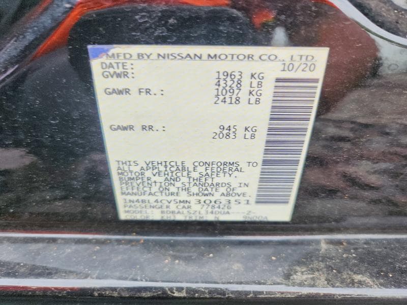 2021 NISSAN ALTIMA SR 12