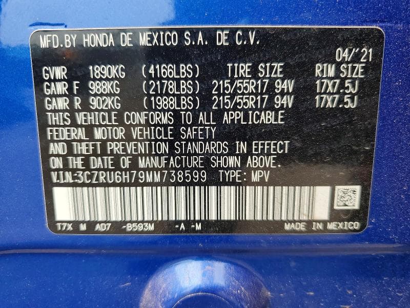 2021 HONDA HR-V EXL 14