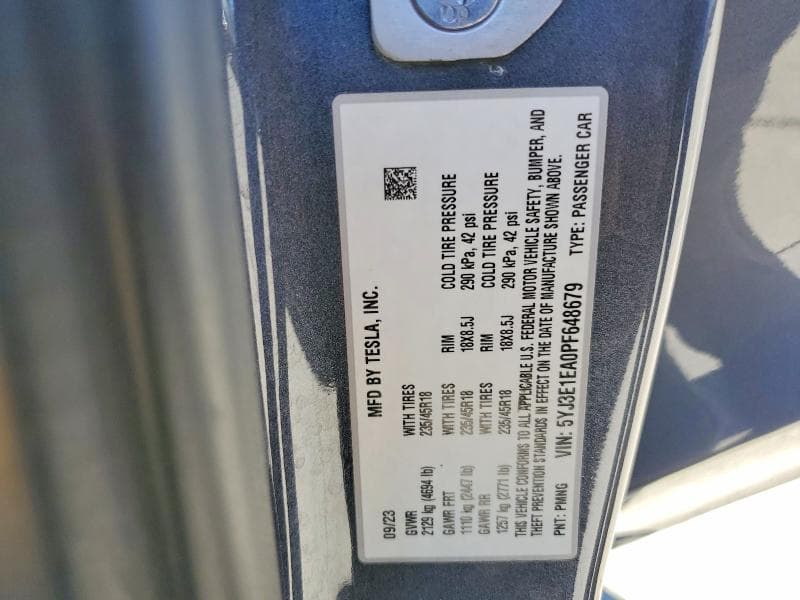 2023 TESLA MODEL 3 12