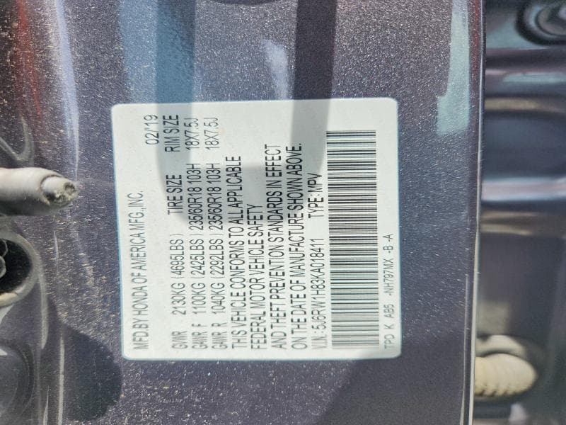 2019 HONDA CR-V EXL 14