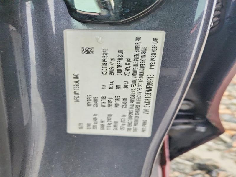 2021 TESLA MODEL 3 12