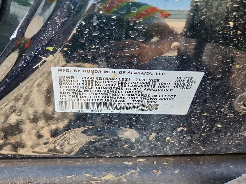 2018 HONDA PILOT EX 12