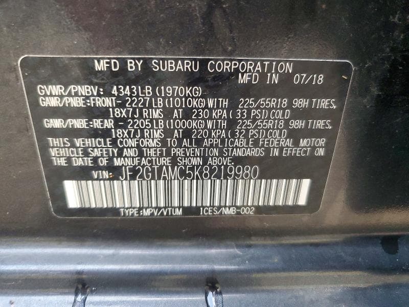 2019 SUBARU CROSSTREK LIMITED 12