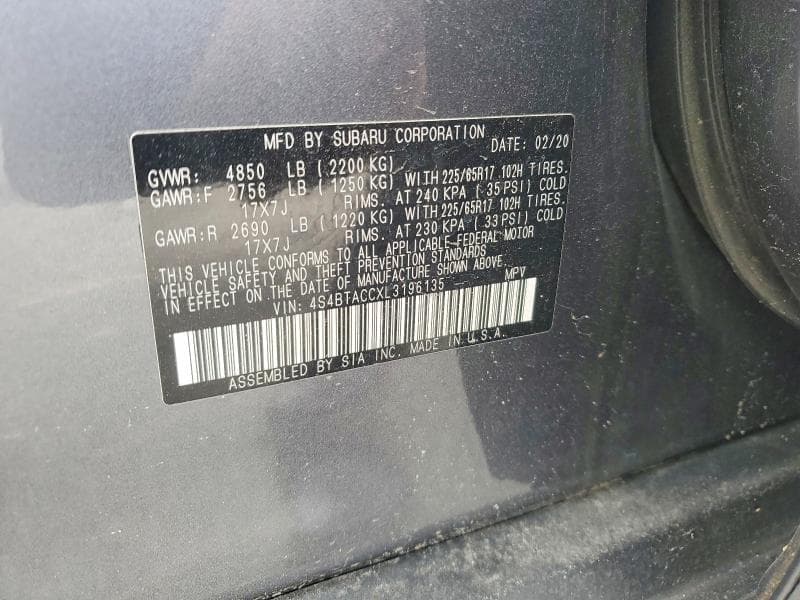 2020 SUBARU OUTBACK 13