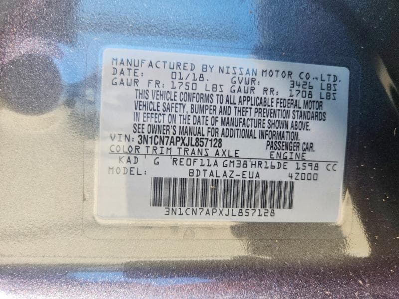 2018 NISSAN VERSA S PLUS 12