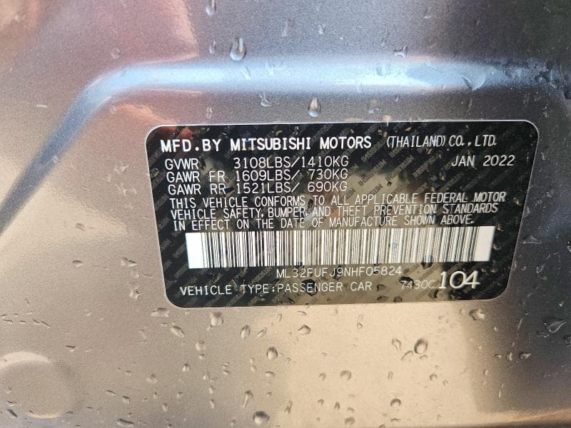 2022 MITSUBISHI MIRAGE G4 ES 12