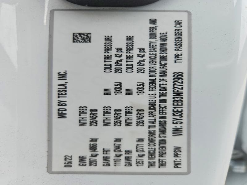 2022 TESLA MODEL 3 13