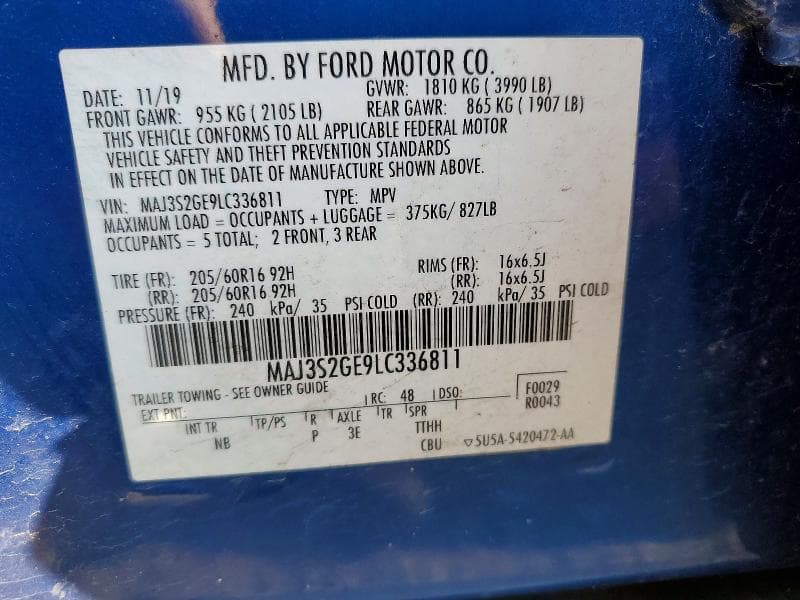 2020 FORD ECOSPORT SE 13