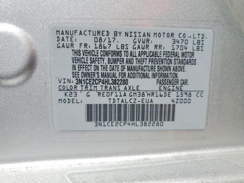 2017 NISSAN VERSA NOTE S PLUS 12
