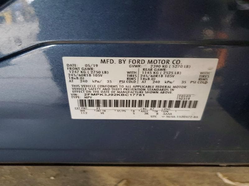 2019 FORD EDGE SEL 13