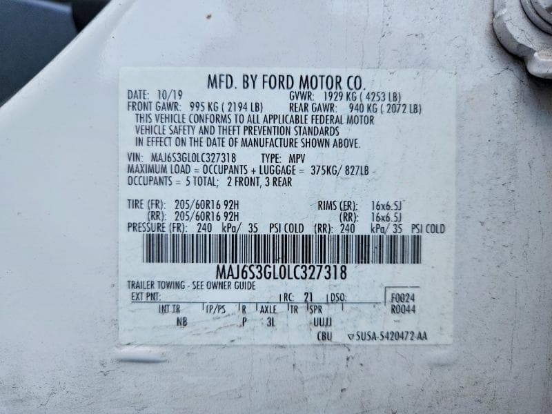 2020 FORD ECOSPORT SE 14