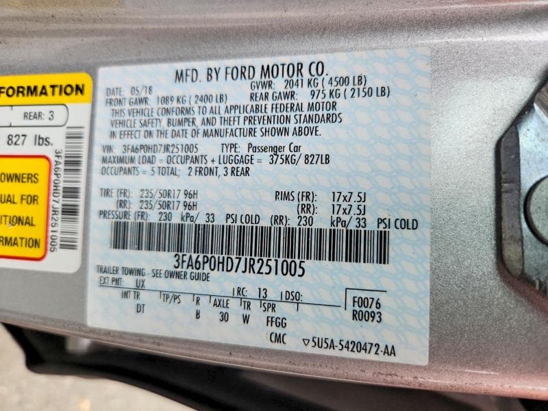 2018 FORD FUSION SE 12