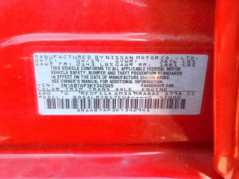 2019 NISSAN SENTRA SR 12