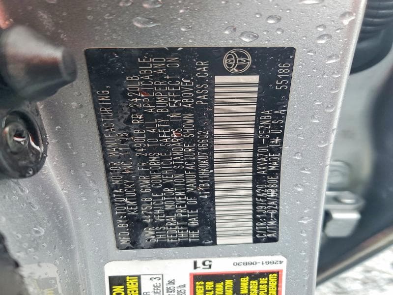 2019 TOYOTA CAMRY LE 12