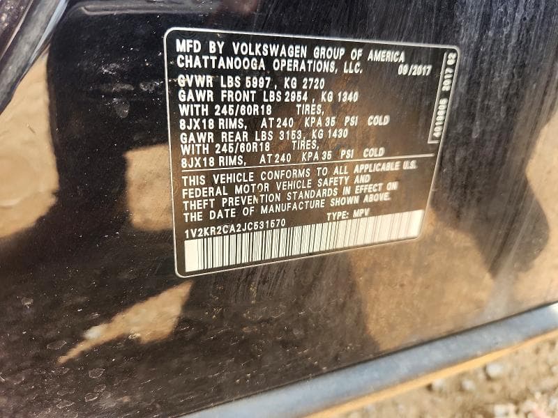 2018 VOLKSWAGEN ATLAS SE SE 13