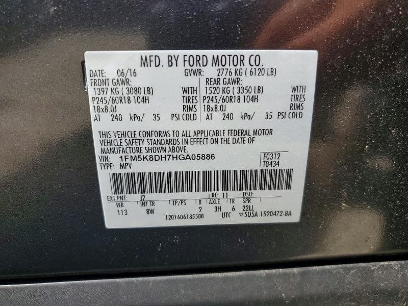 2017 FORD EXPLORER XLT 14
