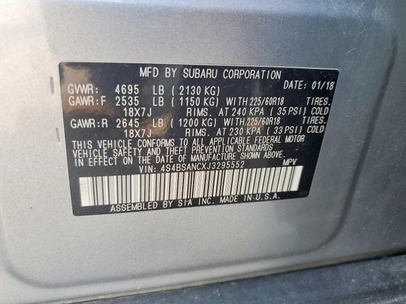 2018 SUBARU OUTBACK 2.5I LIMITED 13