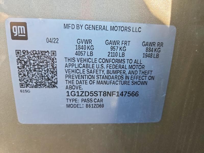 2022 CHEVROLET MALIBU LT 12