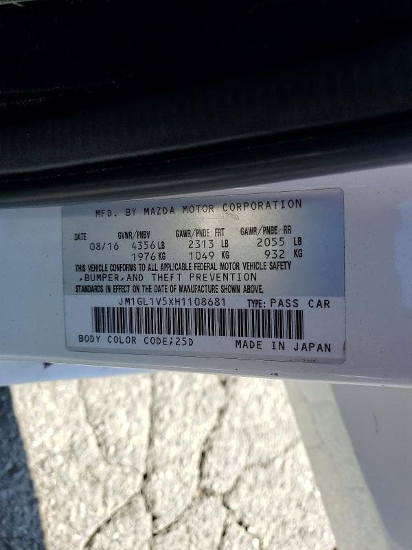 2017 MAZDA 6 TOURING 12