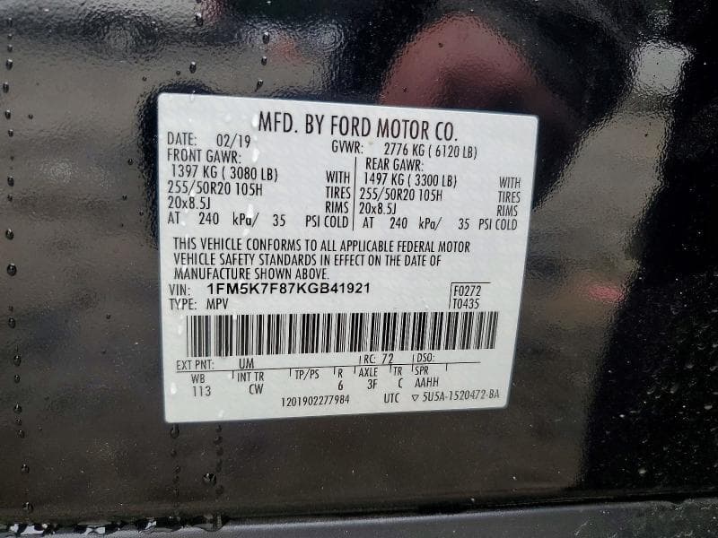 2019 FORD EXPLORER LIMITED 13