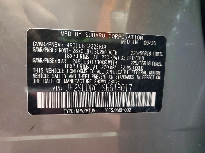 2025 SUBARU FORESTER LIMITED 13