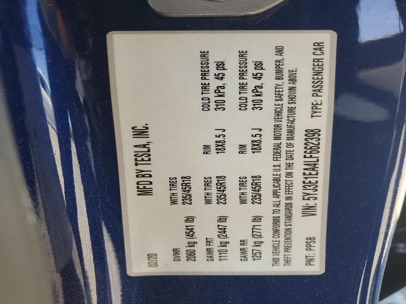 2020 TESLA MODEL 3 12