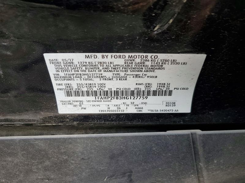 2017 FORD TAURUS LIMITED 12
