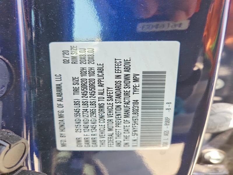 2020 HONDA PILOT TOURING 14