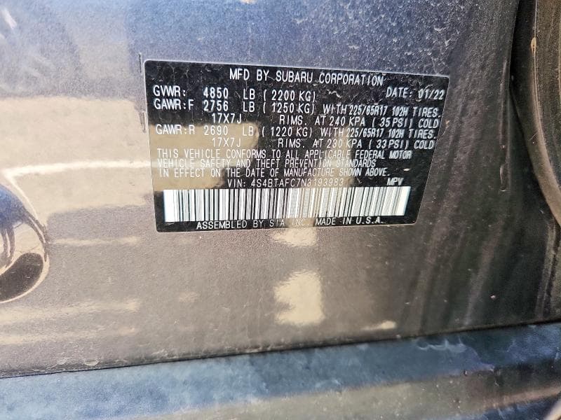 2022 SUBARU OUTBACK PREMIUM 13