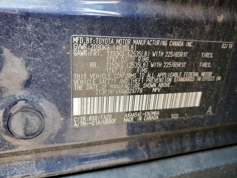 2019 TOYOTA RAV4 XLE 12