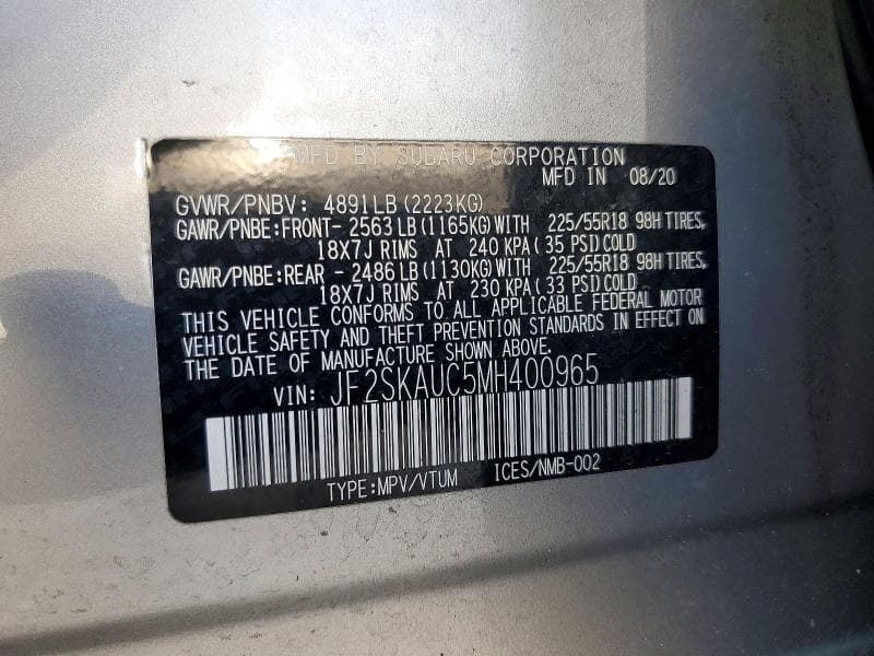 2021 SUBARU FORESTER LIMITED 14