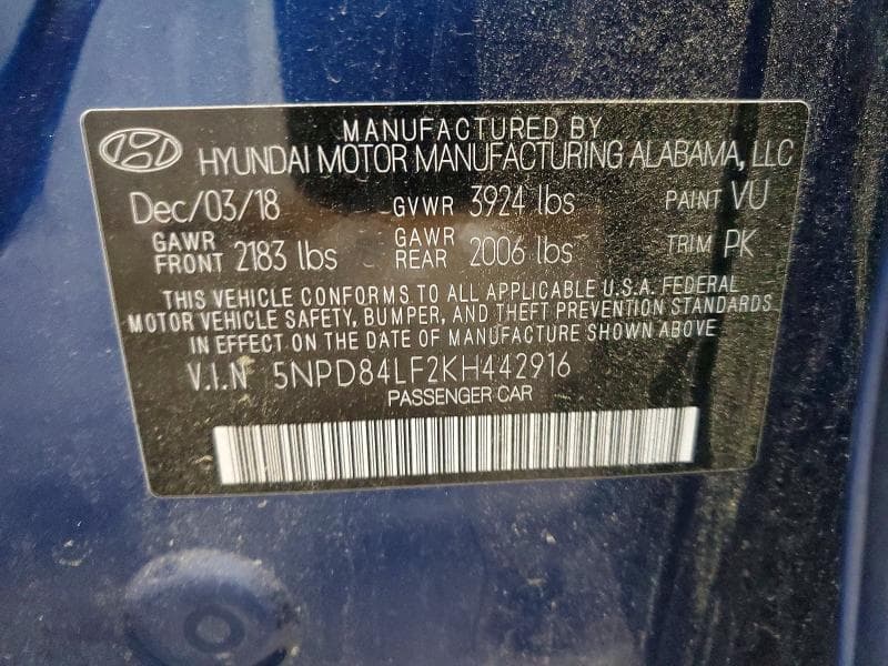 2019 HYUNDAI ELANTRA SEL 12