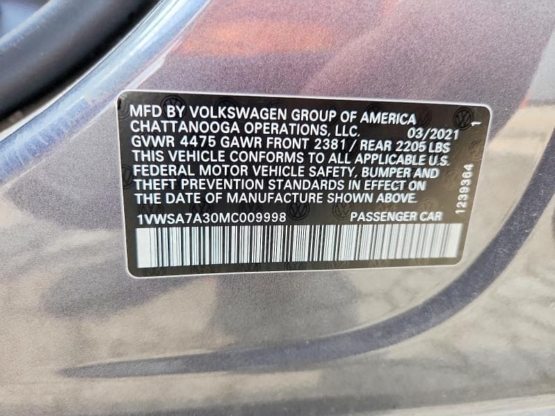 2021 VOLKSWAGEN PASSAT SE 12