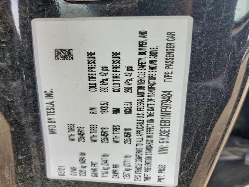 2021 TESLA MODEL 3 12